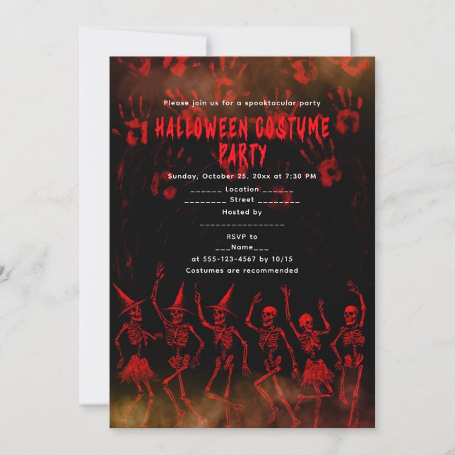 Halloween Skeleton Costume Party Invitation (Front)