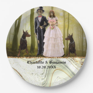 Halloween Skeleton Couple Gothic Wedding Paper Pla Paper Plate