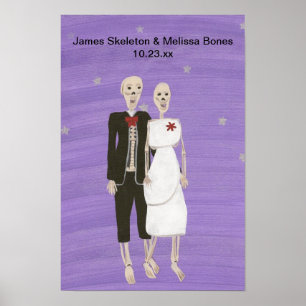 Halloween Skeleton Couple Wedding Poster