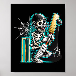 Halloween Skeleton Cricket Poster