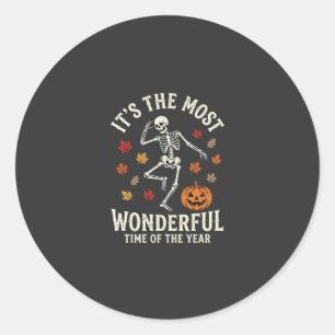 Halloween Skeleton Dance Pumpkin Fall Classic Round Sticker