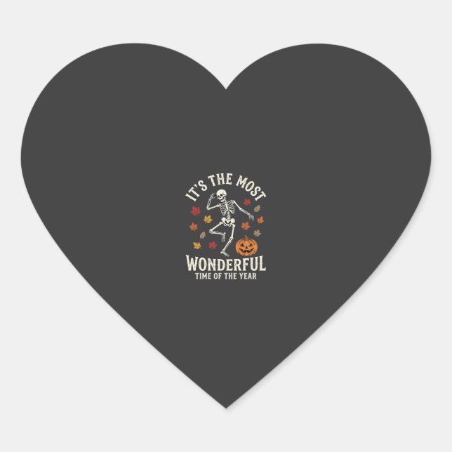 Halloween Skeleton Dance Pumpkin Fall Heart Sticker (Front)