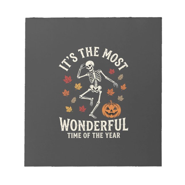 Halloween Skeleton Dance Pumpkin Fall Notepad (Front)
