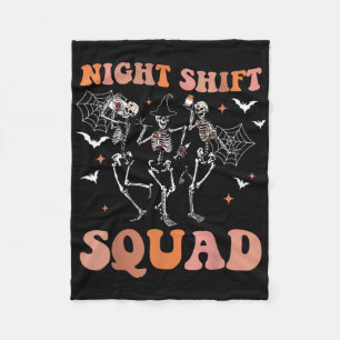 Halloween Skeleton Dancing Nurse Night Squad Shift Fleece Blanket