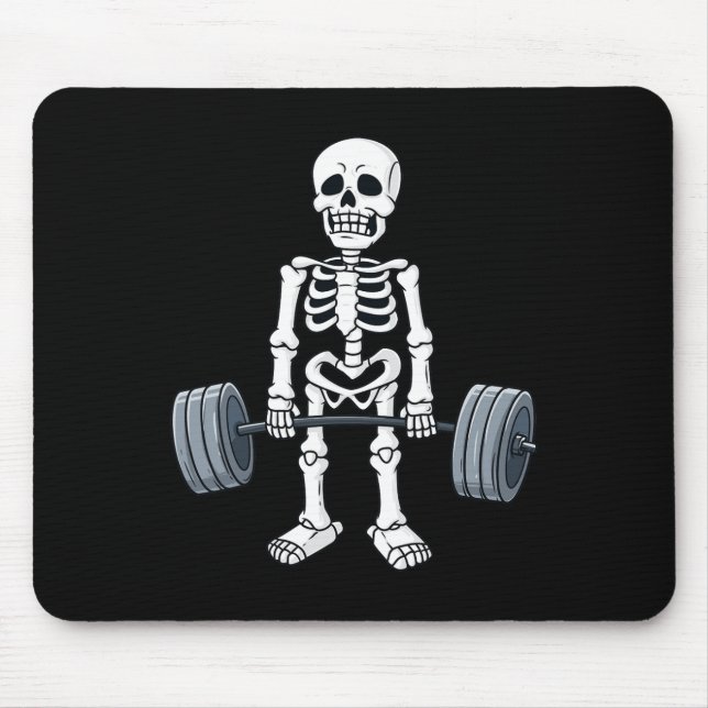 Halloween Skeleton Deadlift Fun Fitness Weightlift Mouse Pad (Front)
