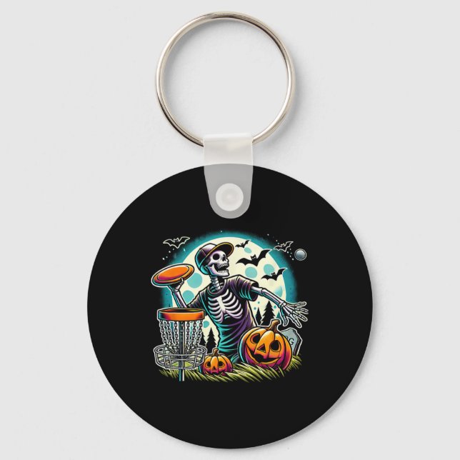 Halloween Skeleton Disc Golf _2  Key Ring (Front)