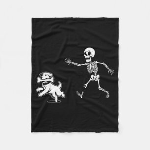 Halloween Skeleton Dog Trick Or Treat Bones Fleece Blanket