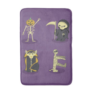 Halloween Skeleton Dracula Mummy Grim Reaper Bath Mat