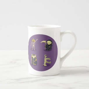 Halloween Skeleton Dracula Mummy Grim Reaper Bone China Mug