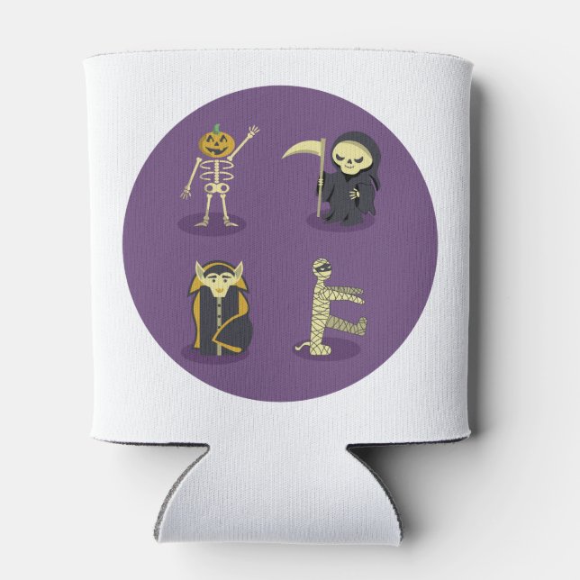 Halloween Skeleton Dracula Mummy Grim Reaper Can Cooler (Back)