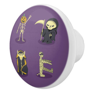 Halloween Skeleton Dracula Mummy Grim Reaper Ceramic Knob