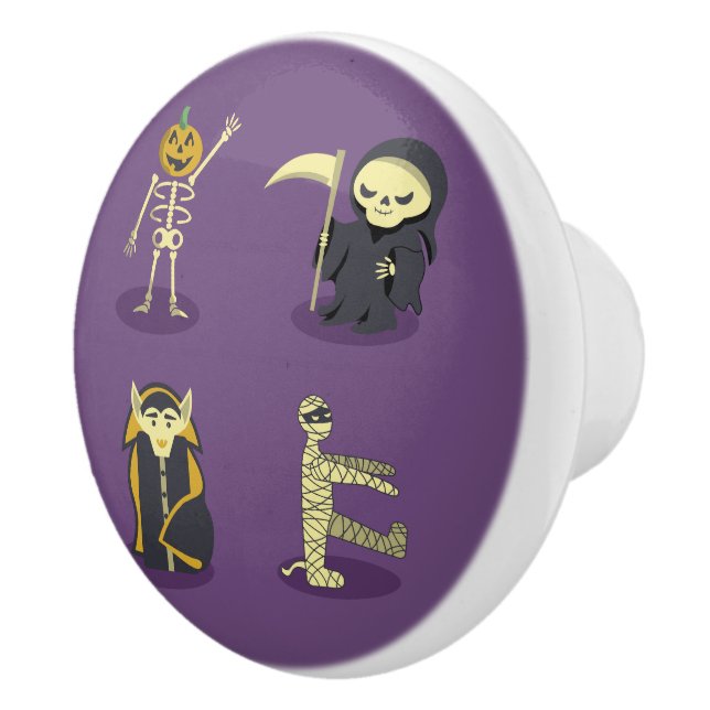 Halloween Skeleton Dracula Mummy Grim Reaper Ceramic Knob (Right)