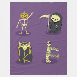 Halloween Skeleton Dracula Mummy Grim Reaper Fleece Blanket