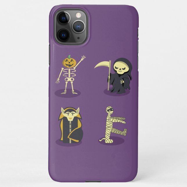 Halloween Skeleton Dracula Mummy Grim Reaper iPhone Case (Back)