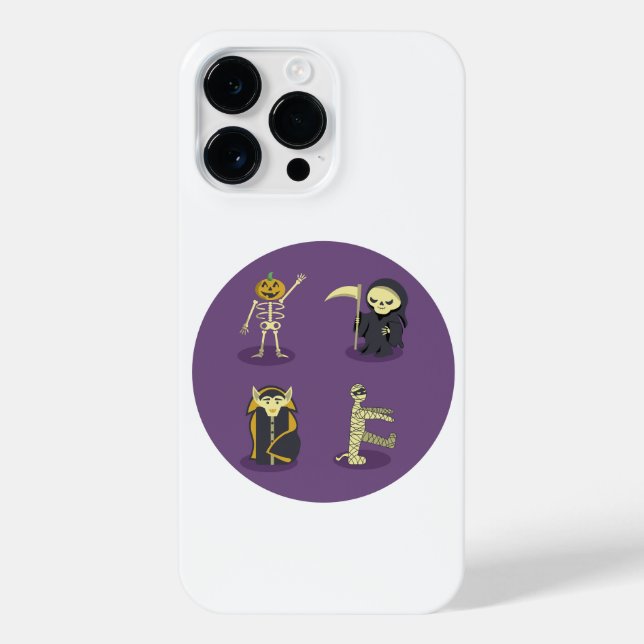 Halloween Skeleton Dracula Mummy Grim Reaper iPhone Case (Back)