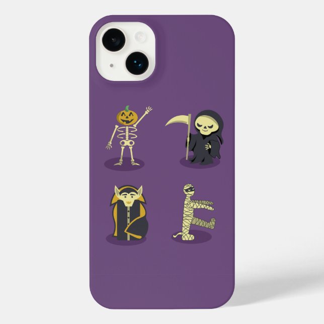 Halloween Skeleton Dracula Mummy Grim Reaper iPhone Case (Back)