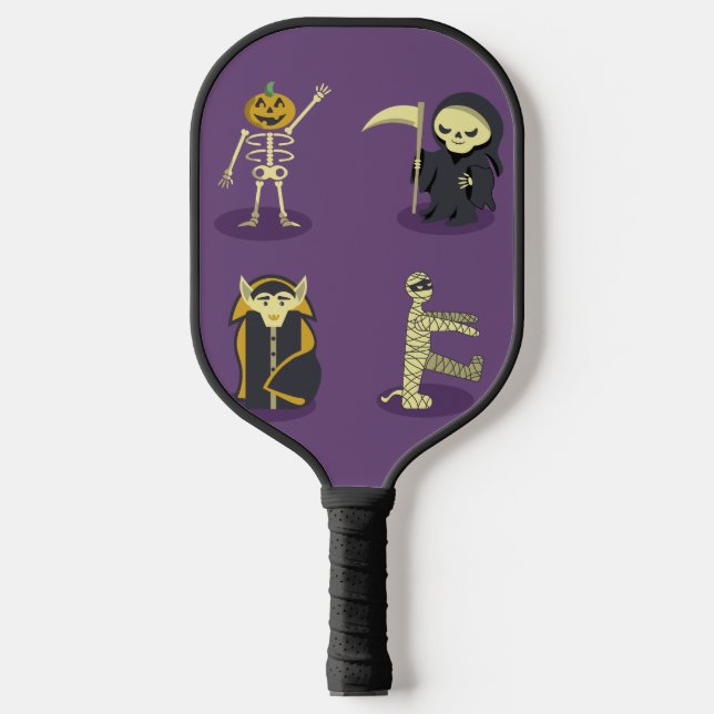 Halloween Skeleton Dracula Mummy Grim Reaper Pickleball Paddle (Front)