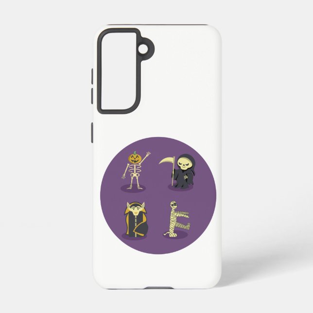 Halloween Skeleton Dracula Mummy Grim Reaper Samsung Galaxy S21 Case (Back)
