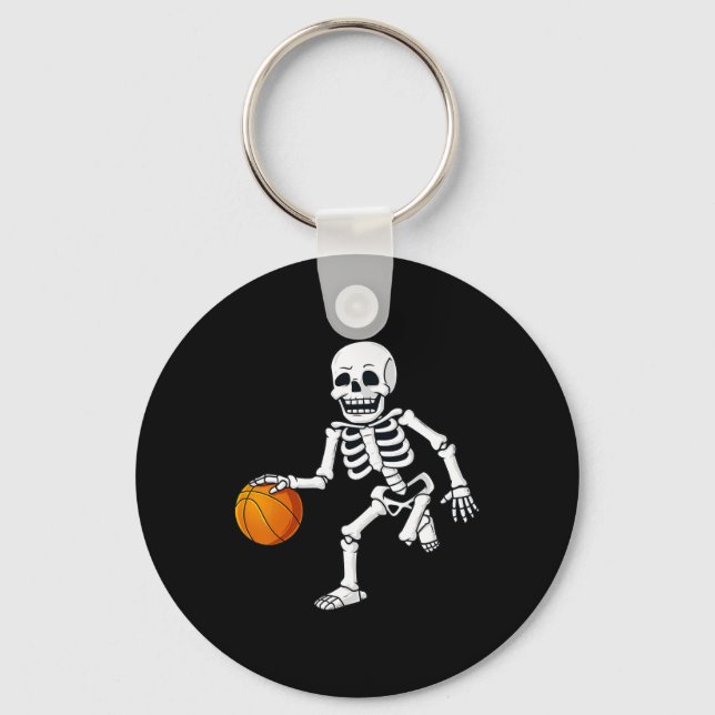 Halloween Skeleton Dribbling Basketball Boys Girls Key Ring (Front)