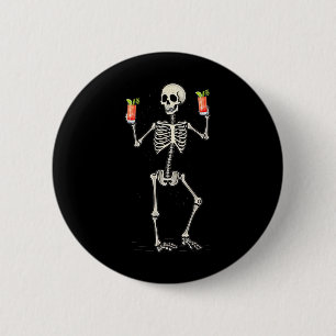Halloween Skeleton Drinking Bloody Mary Tail 6 Cm Round Badge