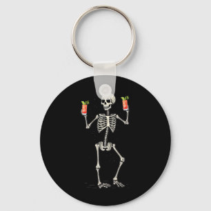 Halloween Skeleton Drinking Bloody Mary Tail Key Ring