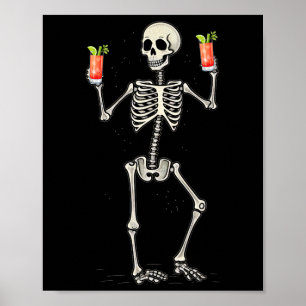 Halloween Skeleton Drinking Bloody Mary Tail  Poster