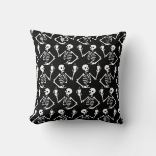 Halloween Skeleton Drinking Coffee Caffeine Cushion