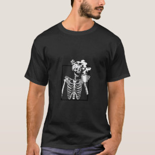 Halloween Skeleton Drinking Coffee Funny Skull T-Shirt