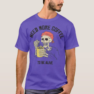 halloween skeleton drinking coffee funny T-Shirt