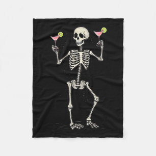 Halloween Skeleton Drinking Cosmopolitan Tail  Fleece Blanket
