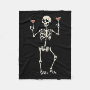 Halloween Skeleton Drinking Manhattan Tail Fleece Blanket
