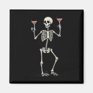 Halloween Skeleton Drinking Manhattan Tail Magnet