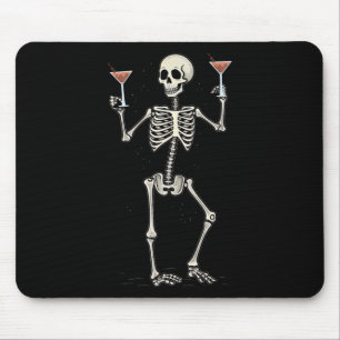 Halloween Skeleton Drinking Manhattan Tail Mouse Pad
