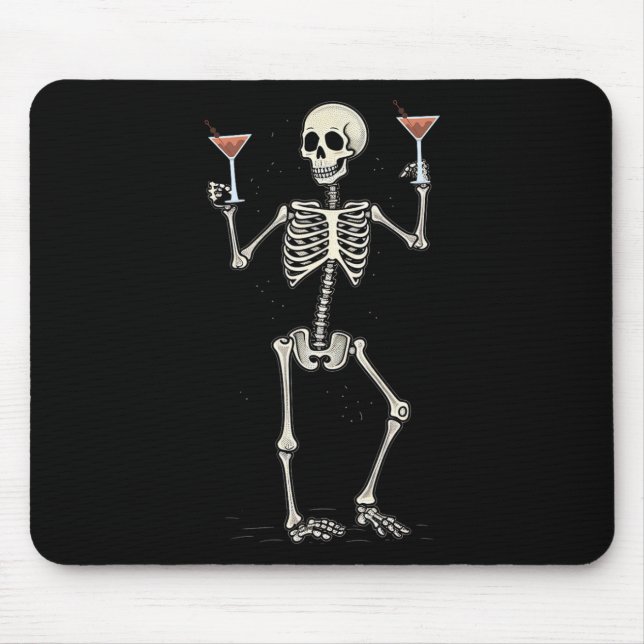 Halloween Skeleton Drinking Manhattan Tail  Mouse Pad (Front)