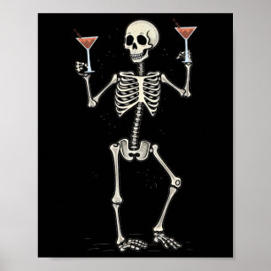 Halloween Skeleton Drinking Manhattan Tail  Poster
