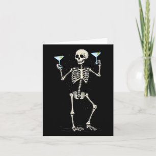 Halloween Skeleton Drinking Martini Tail Card
