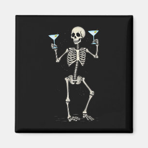 Halloween Skeleton Drinking Martini Tail Magnet