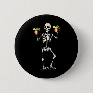 Halloween Skeleton Drinking Moscow Mule Tail  6 Cm Round Badge