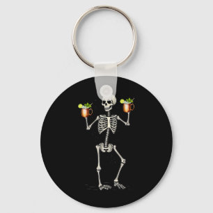 Halloween Skeleton Drinking Moscow Mule Tail Key Ring