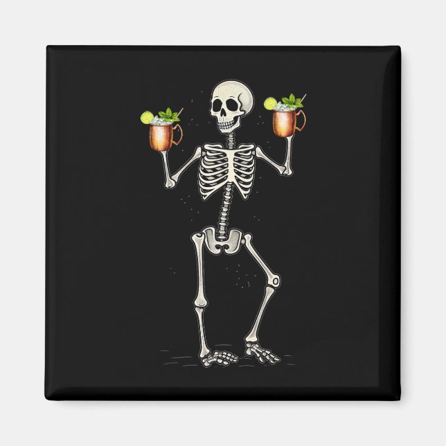 Halloween Skeleton Drinking Moscow Mule Tail  Magnet (Front)