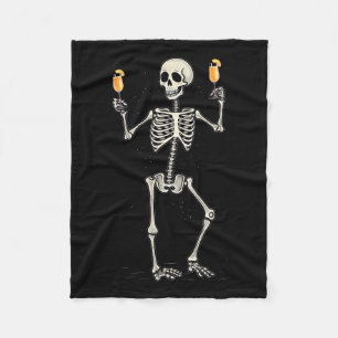 Halloween Skeleton Drinking Peach Bellini Tail Fleece Blanket
