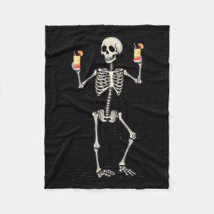 Halloween Skeleton Drinking Tequila Sunrise Tail Fleece Blanket