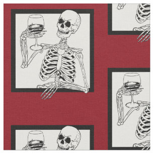 halloween skeleton drinking wine skull funny fabric