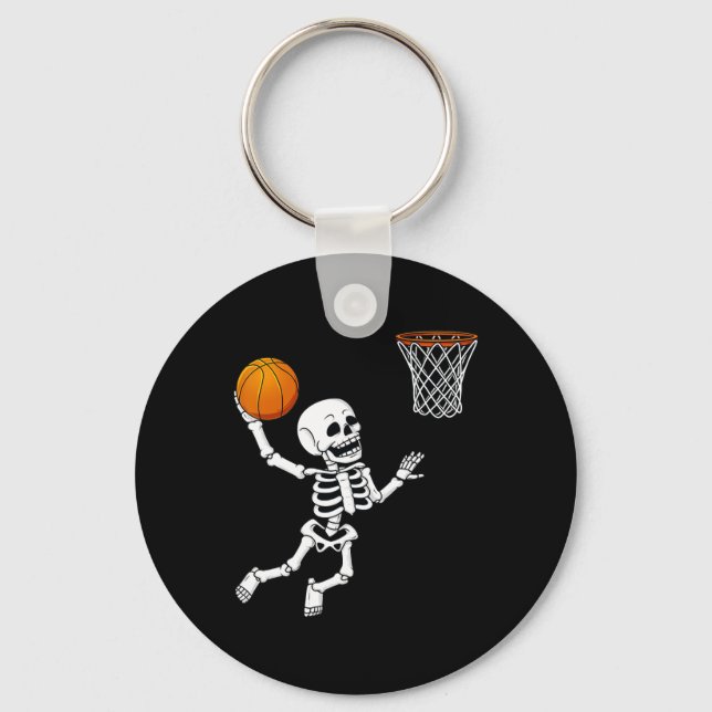 Halloween Skeleton Dunking Basketball Boys Girls K Key Ring (Front)