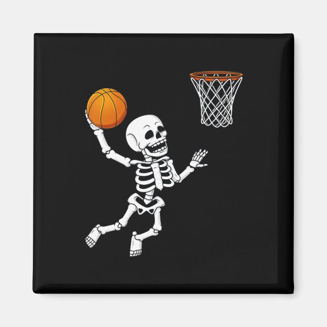 Halloween Skeleton Dunking Basketball Boys Girls K Magnet (Front)