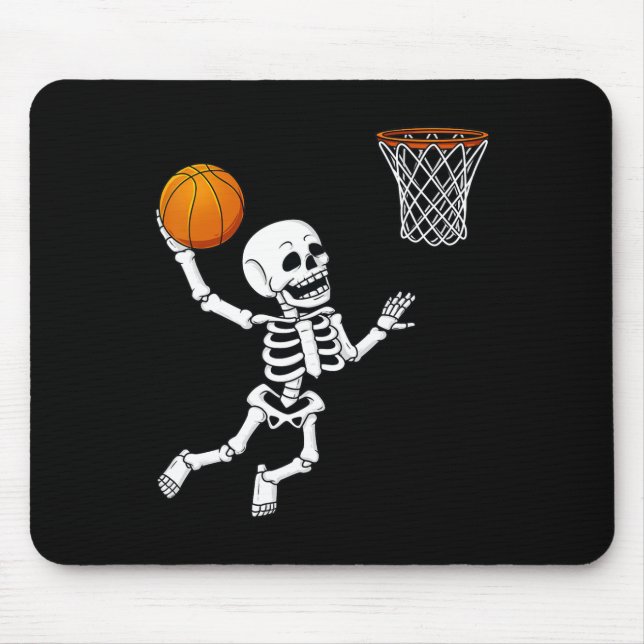 Halloween Skeleton Dunking Basketball Boys Girls K Mouse Pad (Front)