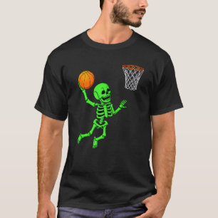 Halloween Skeleton Dunking Basketball Boys Girls K T-Shirt