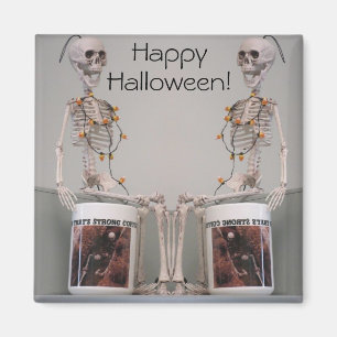 Halloween Skeleton Duo Strong Coffee Designed Magnet