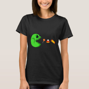 Halloween Skeleton Eats Candy Fun Boys Girls Kids  T-Shirt