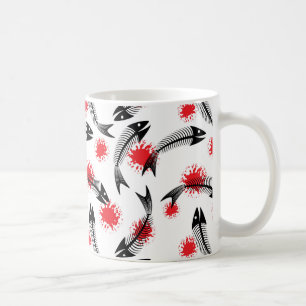 halloween skeleton fish coffee mug